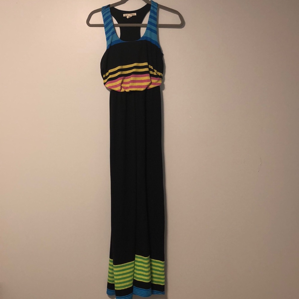 Black Max Dress with Colorful Stripes